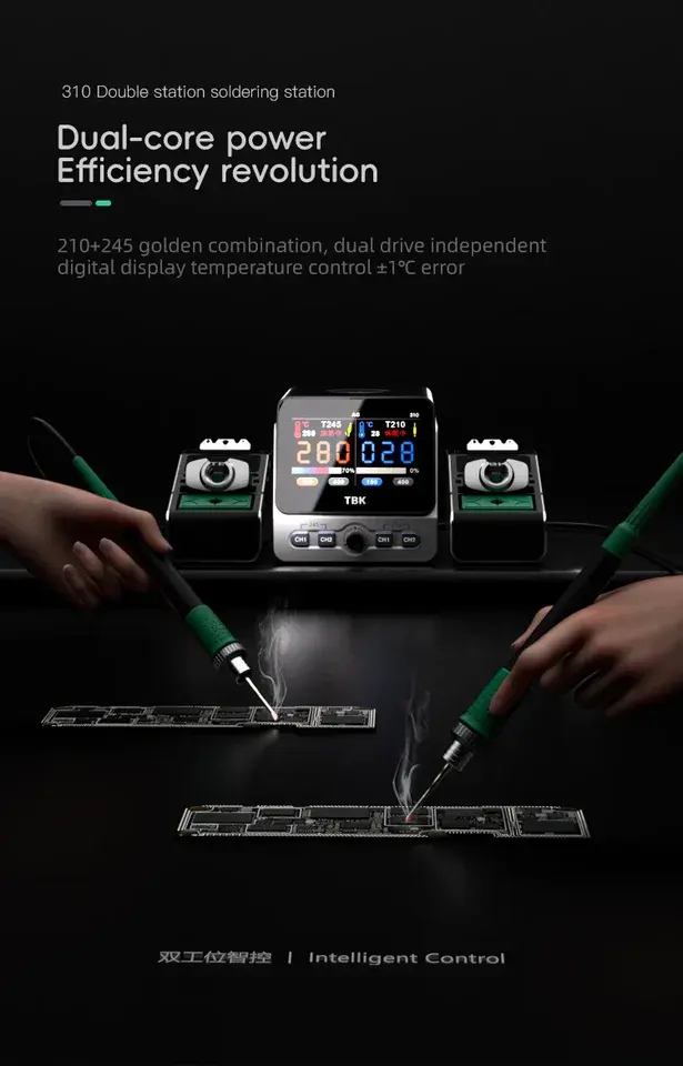 Dubbelkanaals slim soldeerstat - Electronics Repair Tool Kit recensie en prijs